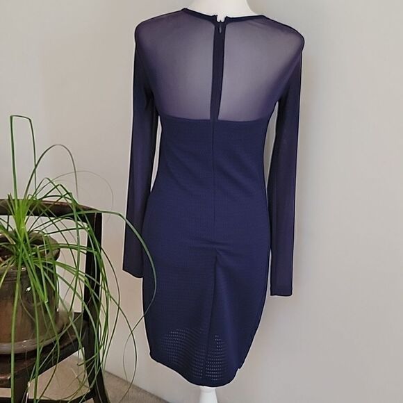 Reiss mesh sleeve Rita dress Indigo blue - Picture 6 of 15